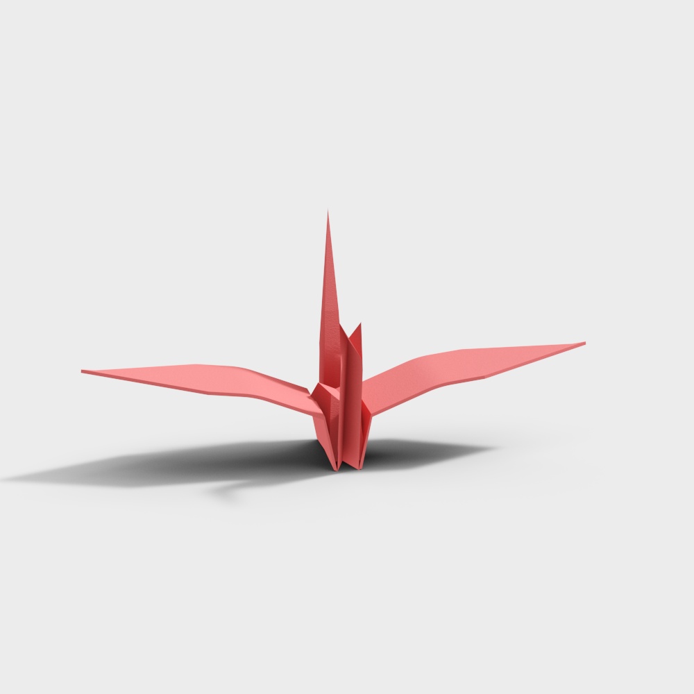 Elegant Origami Crane 3D Model