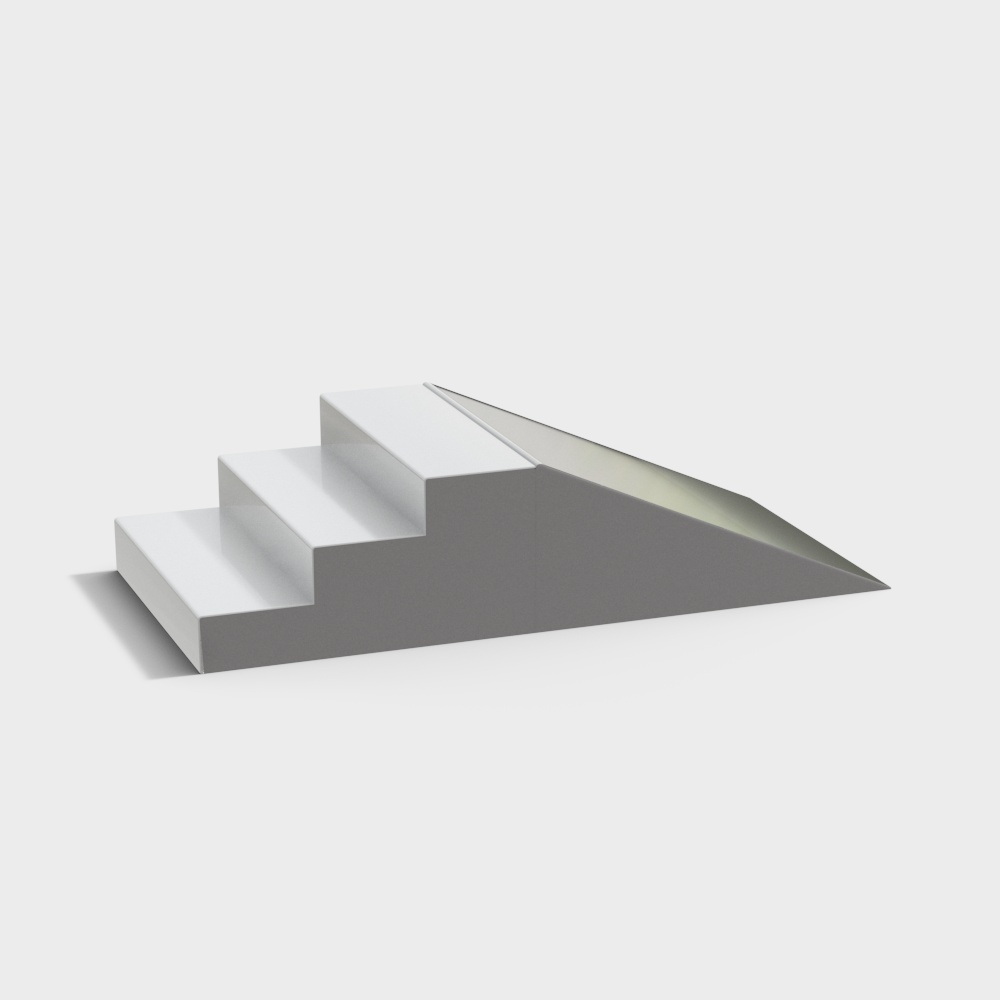 Minimalist Gray Concrete Staircase 3D model