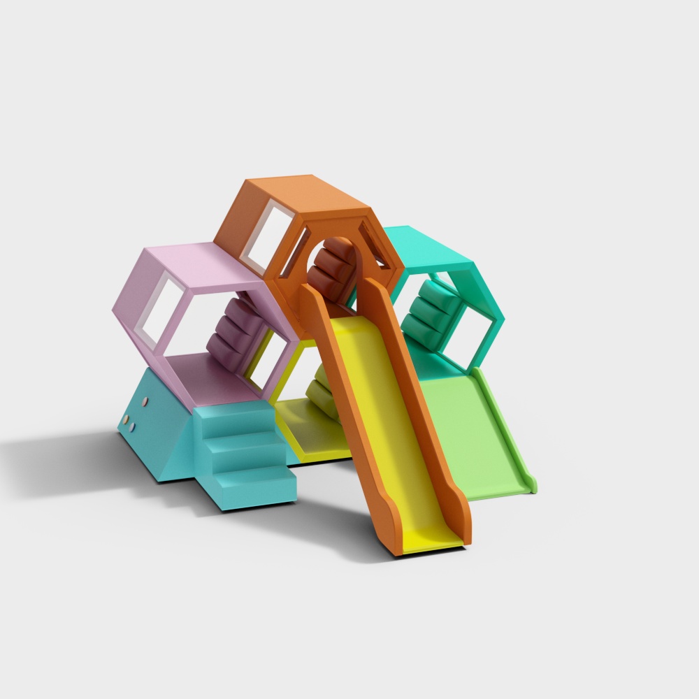 Colorful Children's Playground Slide 3D model