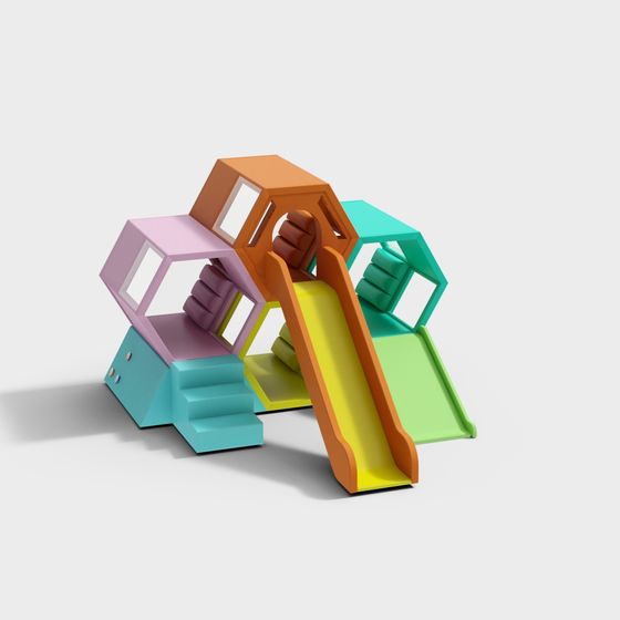 Colorful Children's Playground Slide 3D model