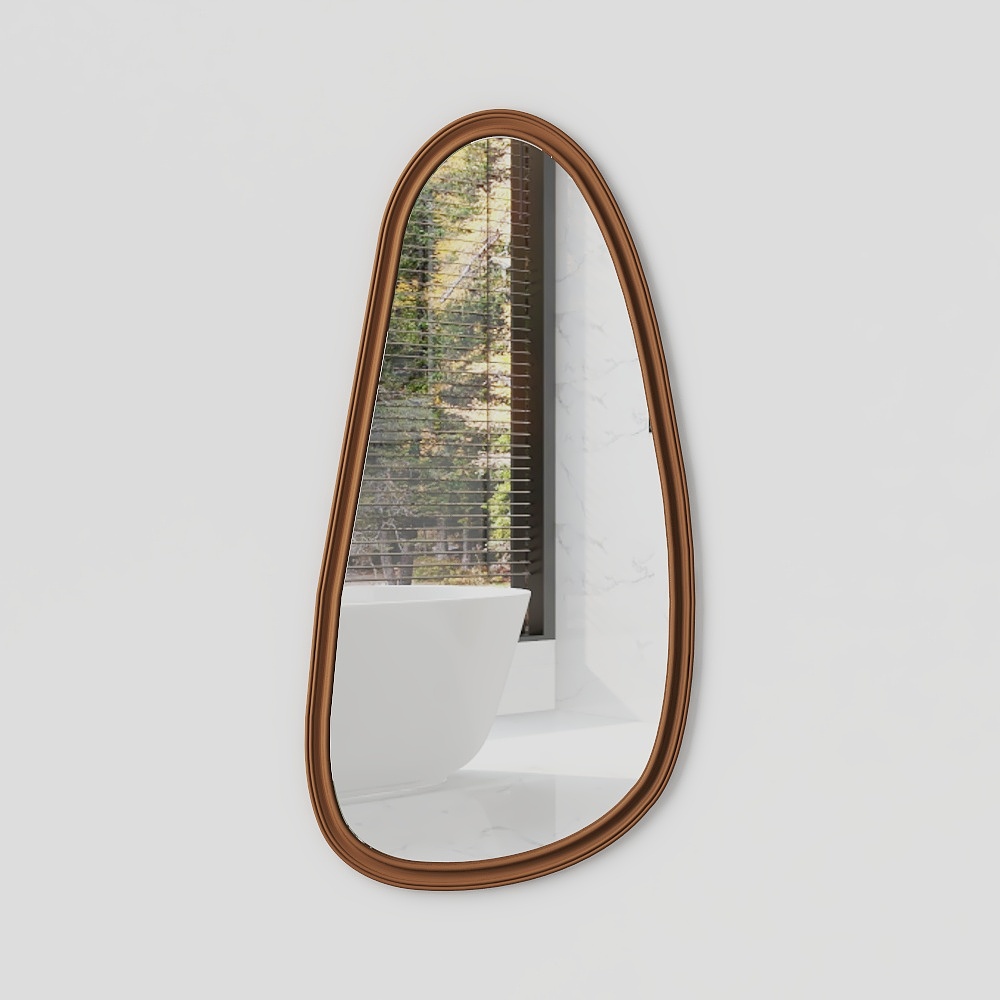 Streamlined Bathroom Mirror 3D Model – Low Poly, Curved Frame