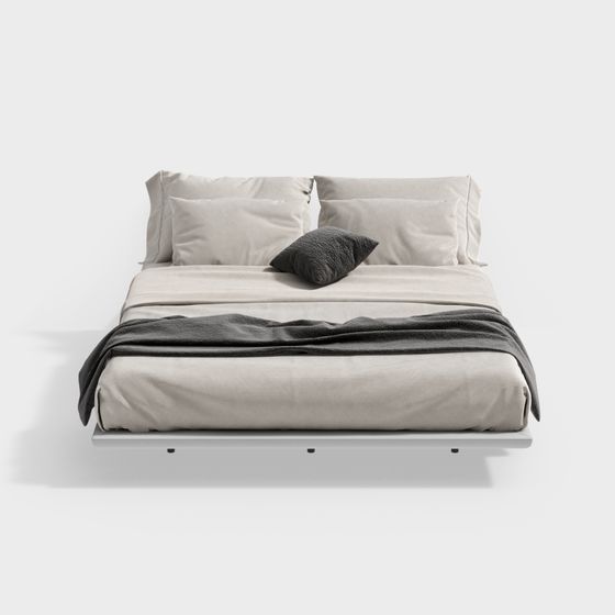 Stylish Low Poly Bed 3D Model for Modern Design