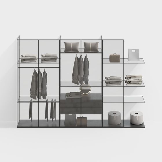Stylish Glass Wardrobe 3D model
