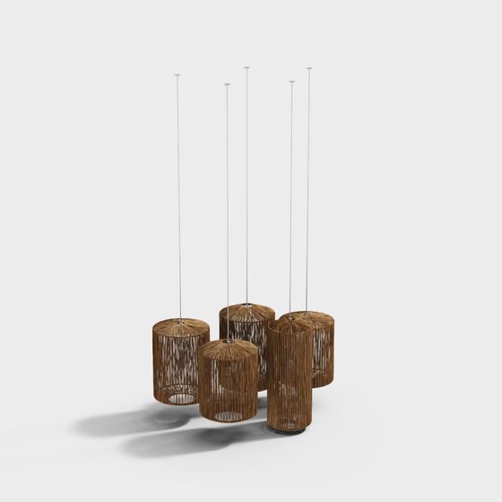 Natural Bamboo Pendant Light 3D model