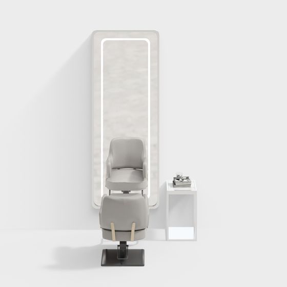 Modern Beauty Salon Mirror Chair Set in White