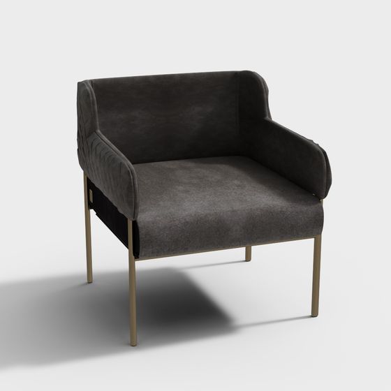 Gray Velvet Sofa 3D Model for Modern Interiors