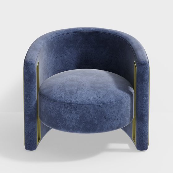 Elegant Blue Velvet Armchair 3D model for Stylish Interiors