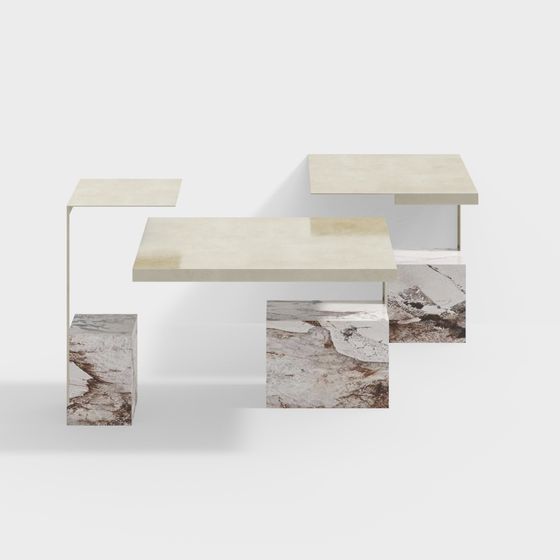 Floating Rock Table 3D model for Contemporary Spaces