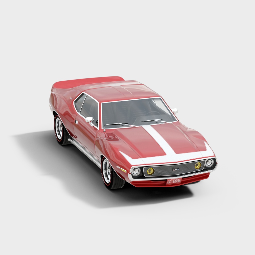 Classic 1970s Muscle Car 3D Model – Retro Design