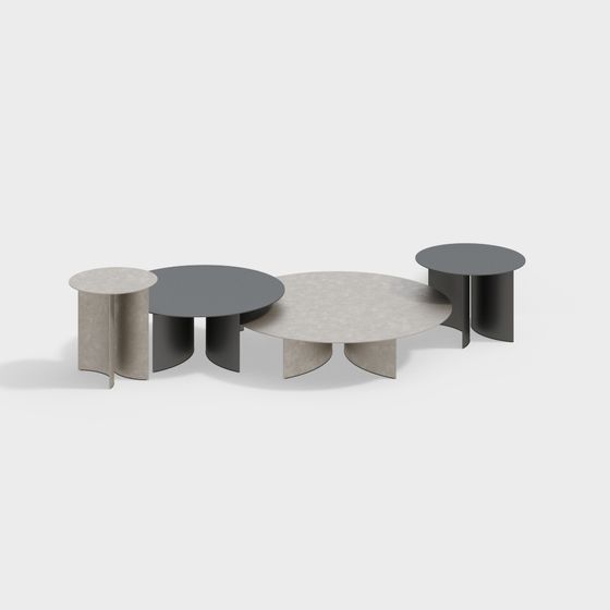 Concrete Round Table Collection 3D model