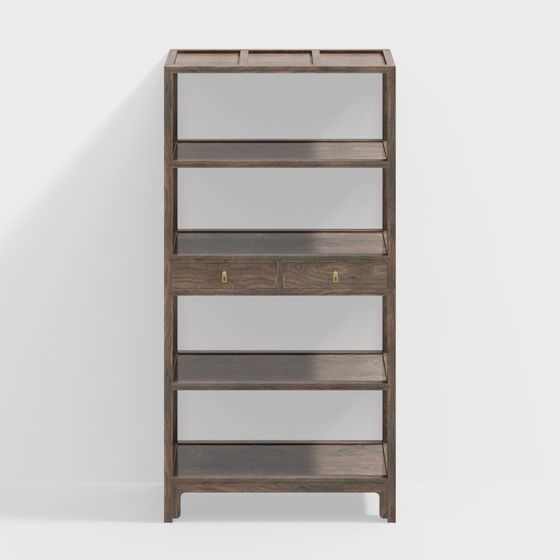 Stylish Low-Poly Bookshelf 3D model for Modern Spaces