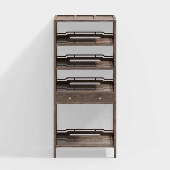 Stylish Low-Poly Bookshelf 3D model for Modern Spaces