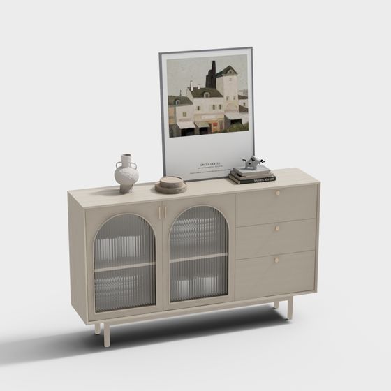 Stylish Low-Poly Living Room Sideboard 3D Model