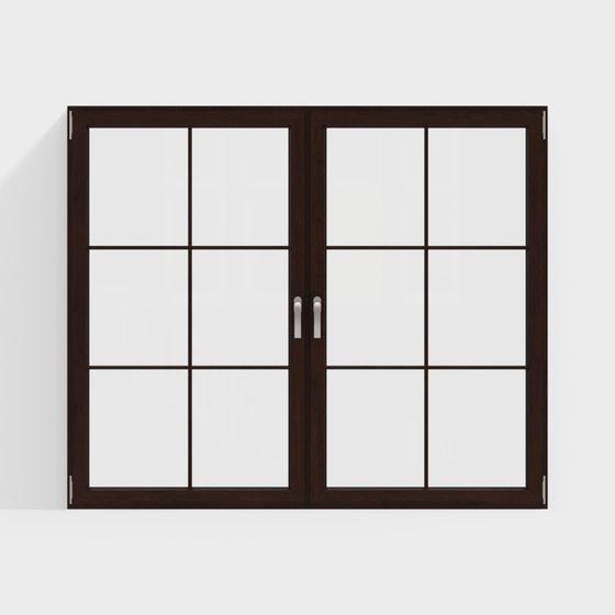 Elegant Double Door Window 3D model for Modern Architecture