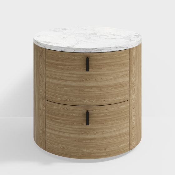 Elegant Round Nightstand 3D model for Contemporary Homes