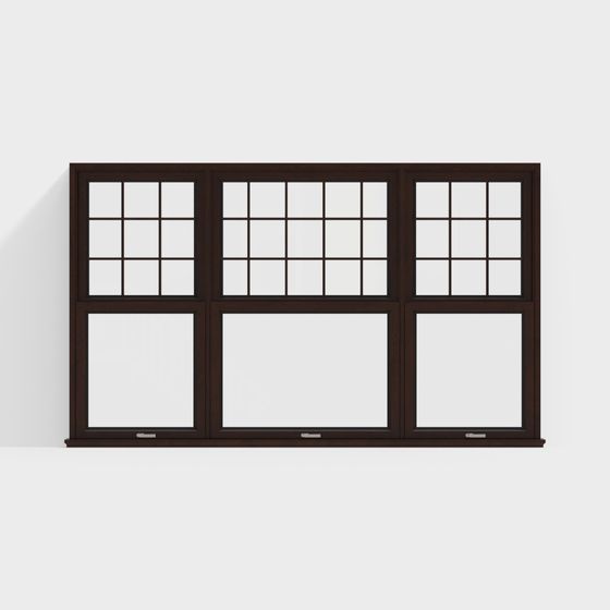 Elegant Brown Framed Window 3D model