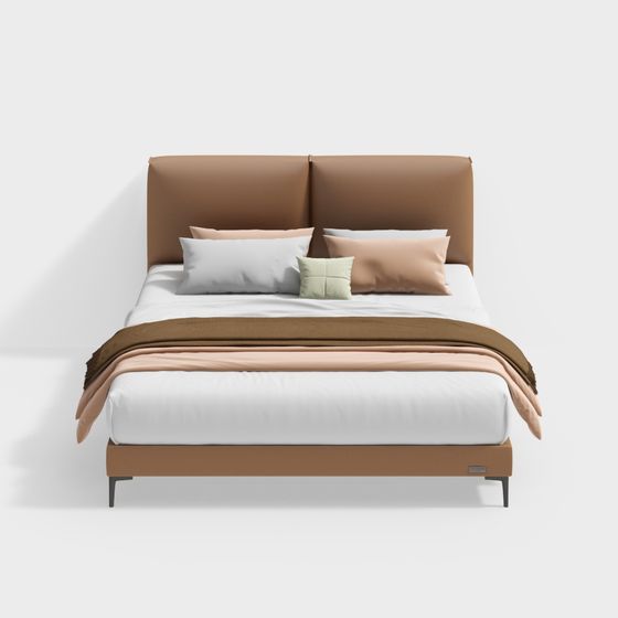 Modern Low-Polygon Bed 3D model