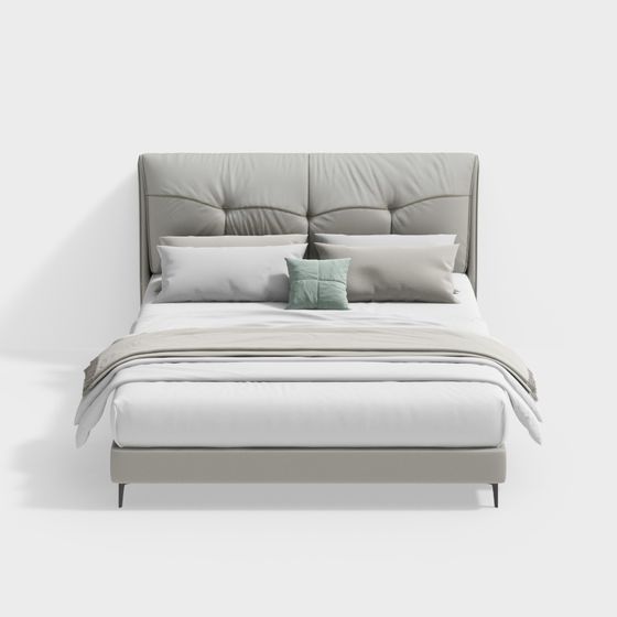 Stylish Minimalist Bed 3D model for Contemporary Spaces