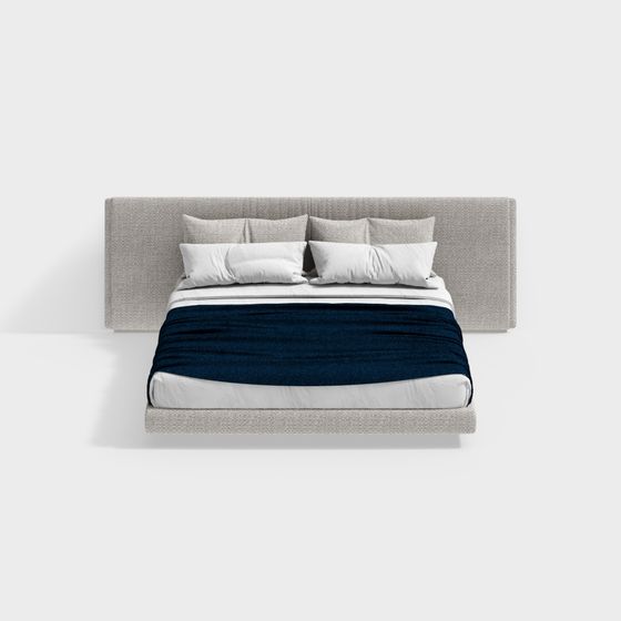 Stylish Gray Low-Polygon Bed 3D model for Modern Interiors