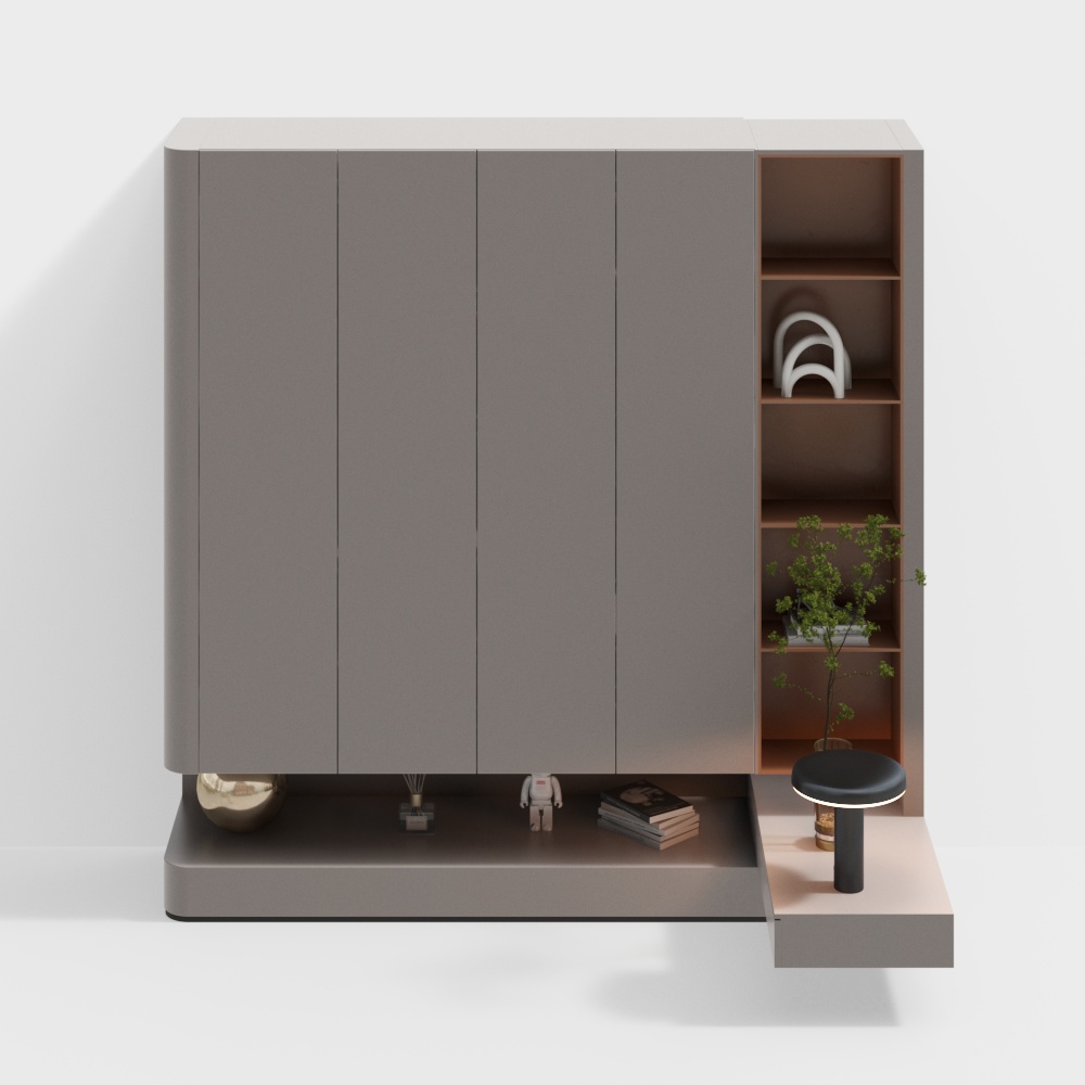 Cream Windbreaker Wardrobe with Nightstand