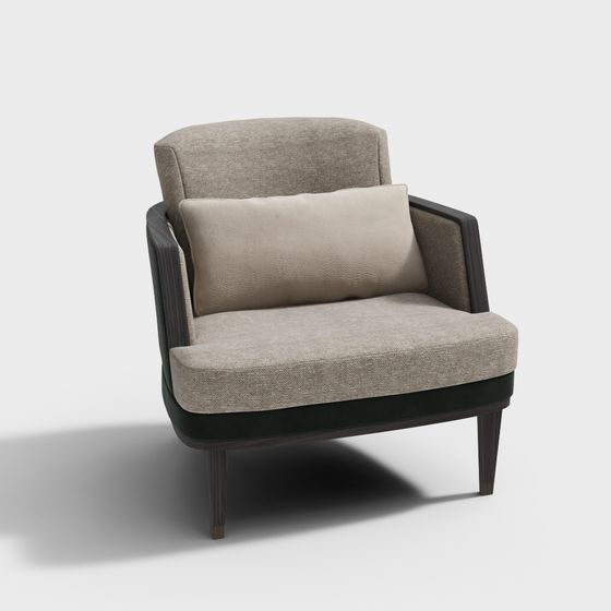 Elegant Low-Polygon Armchair 3D model for Modern Interiors