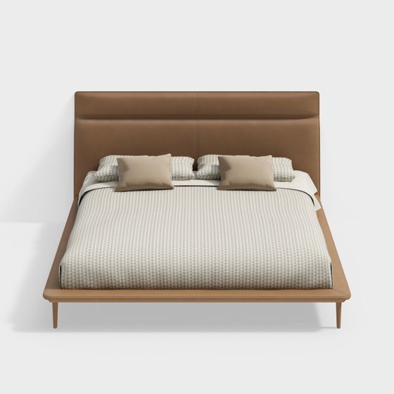 Elegant Minimalist Bed 3D model for Modern Interiors