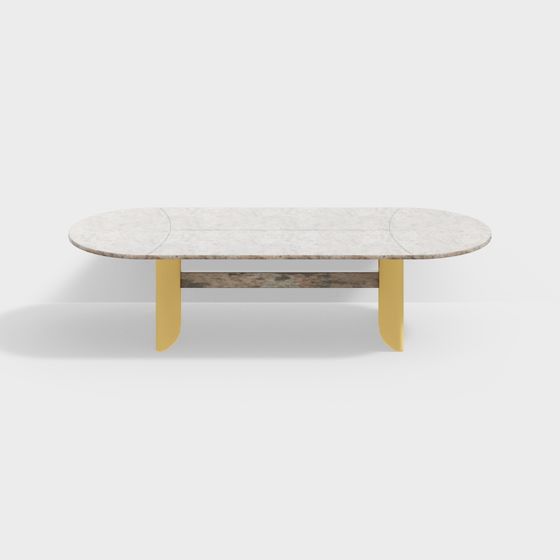 Elegant Oval Marble Coffee Table 3D model