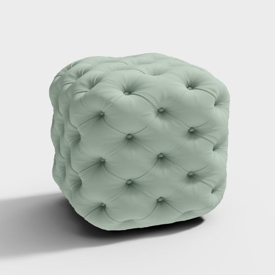 Elegant Low-Poly Upholstered Stool 3D model