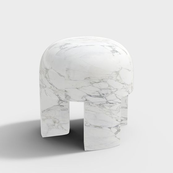 Stylish Marble Curved Stool 3D model