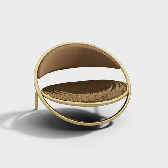 Elegant Curved 3D Model Chair with Golden Frame