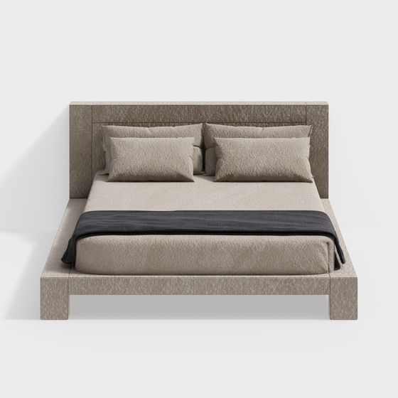 Elegant Minimalist Bed 3D model