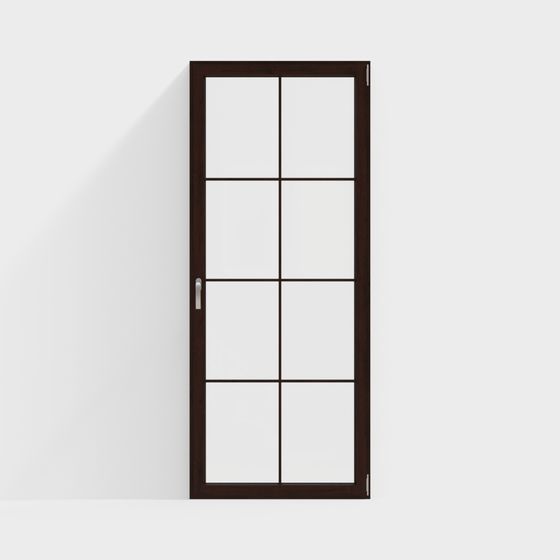 Six-Panel Glass Wooden Door 3D model