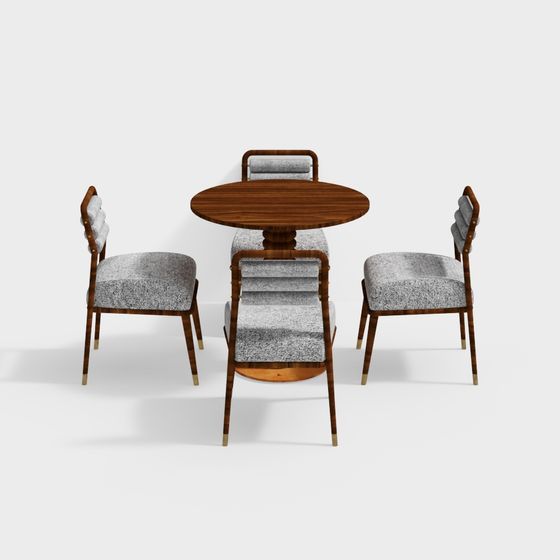 Retro Dining Table and Chairs 3D model