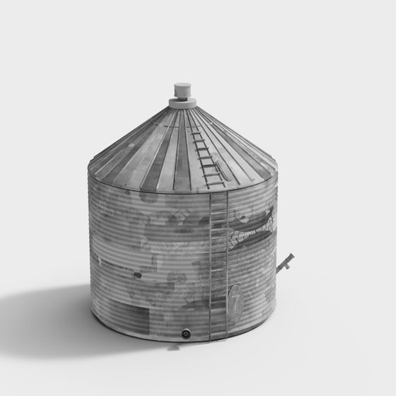 Rustic Grain Silo 3D model for Scenic Projects