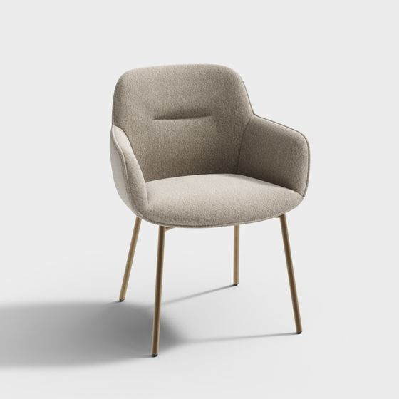 Dining Chair 3D Model in Modern Orange and Yellow