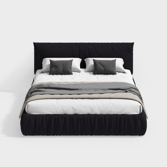 Elegant Low-Polygon Bed 3D Model