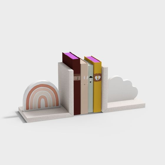 Rainbow Cloud Bookshelf 3D model for Creative Spaces