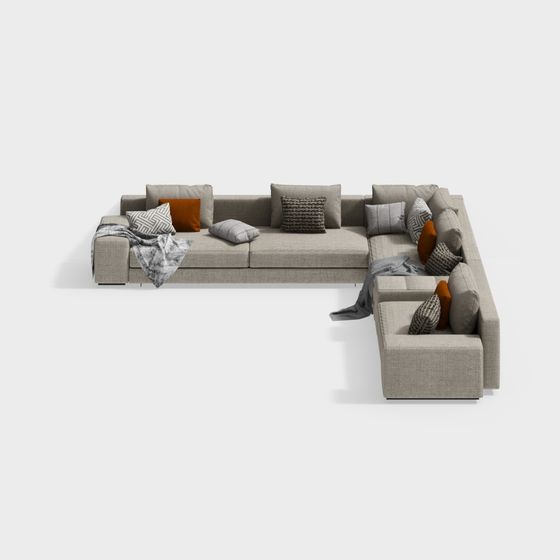 Stylish Low-Polygon Sofa 3D Model