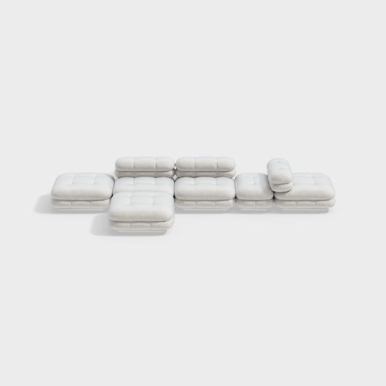 Elegant Low-Poly Sofa 3D model for Modern Spaces