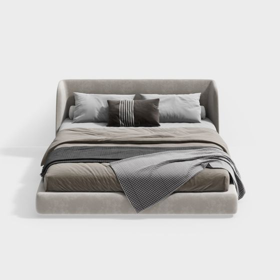 Elegant Low-Poly Bed 3D model for Modern Interiors