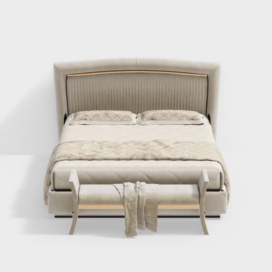 Chic Low-Polygon 3D Bed Model for Contemporary Spaces