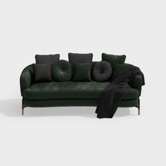 Elegant Velvet Comfort Sofa 3D model for Contemporary Homes
