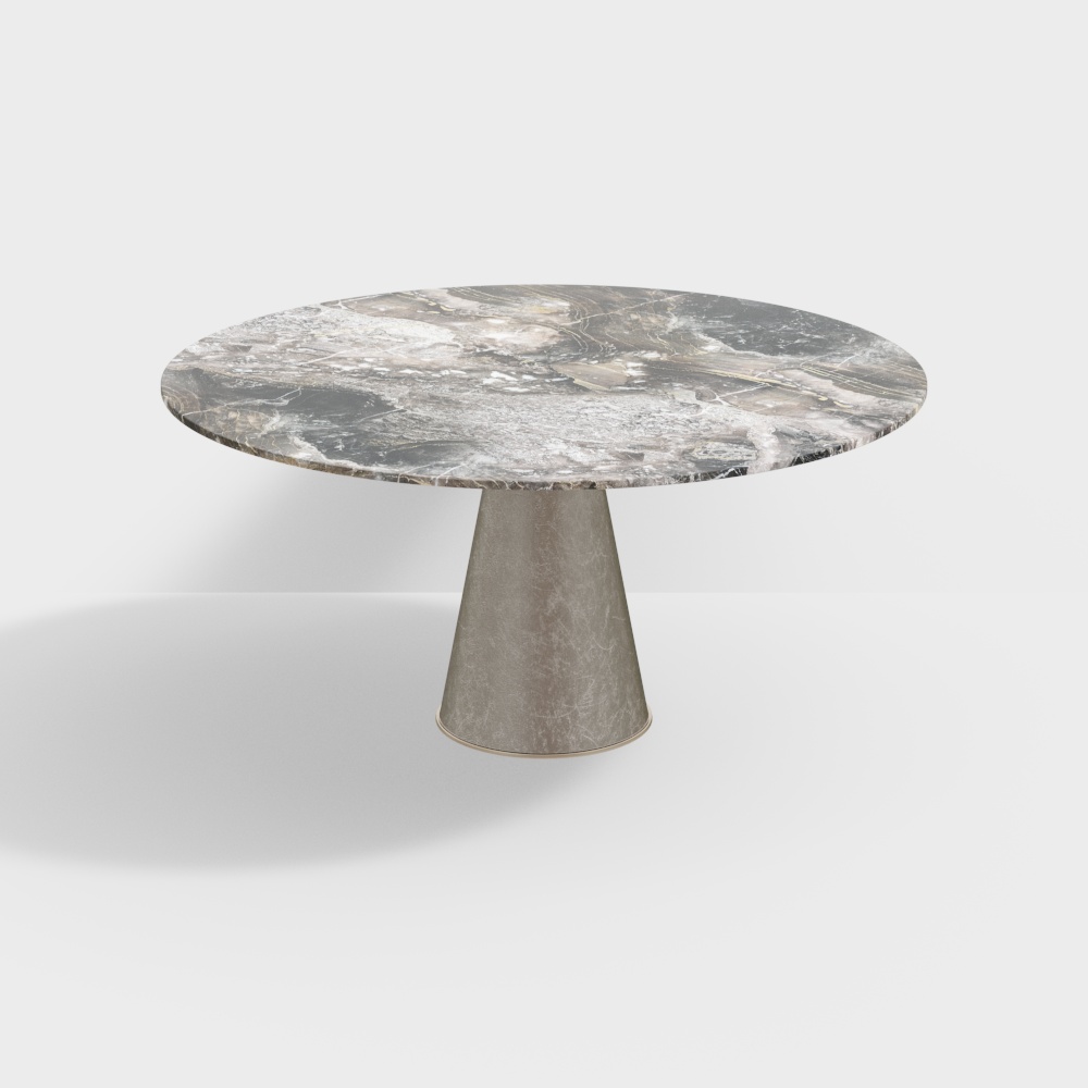 Elegant Marble Round Table 3D Model – Low-Poly Marble Design