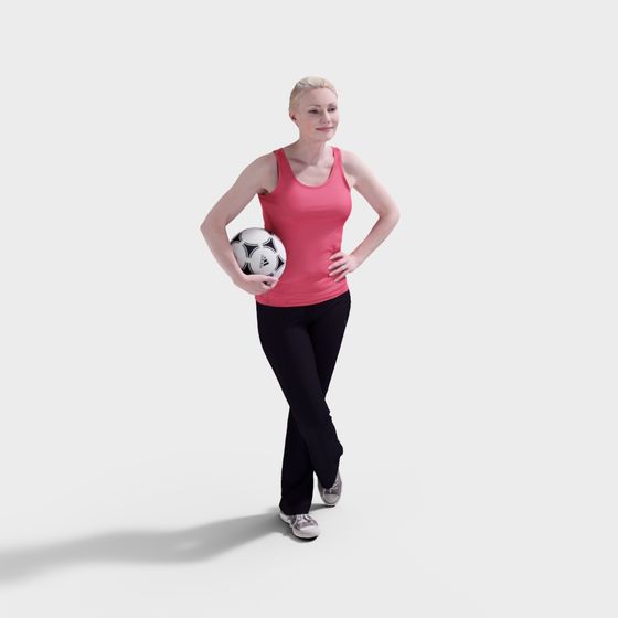 Dynamic Sports-Themed Female 3D Model