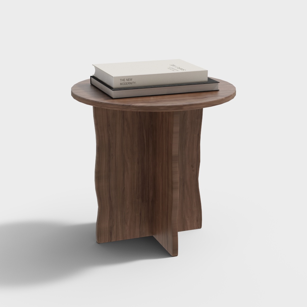 Rustic Round Wood Side Table 3D Model – Low-Poly Design