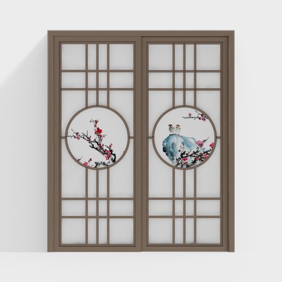 Elegant Oriental Style Door 3D model