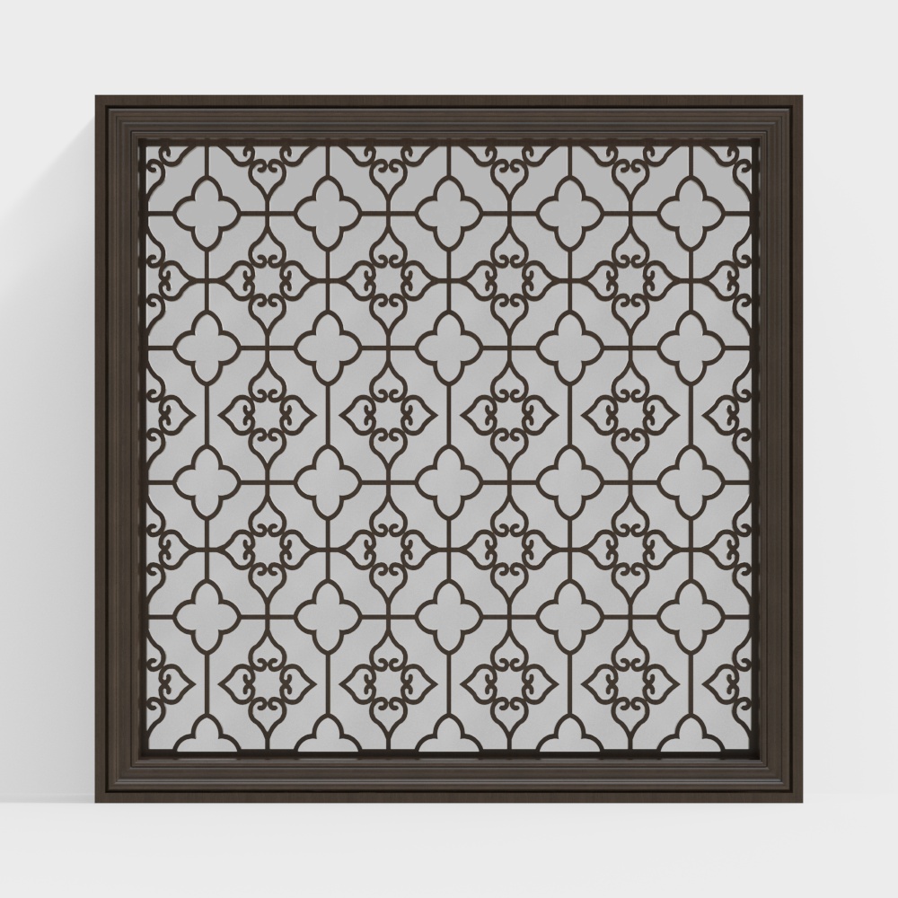 Lattice Window 3D Model – Geometric Vintage Metal Design