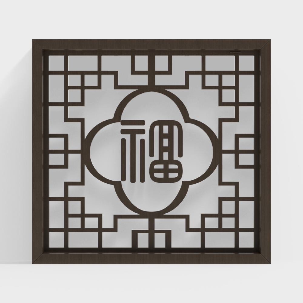 Oriental Aesthetic 3D Window Frame – Wooden & Silver Design