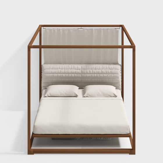 Elegant Canopy Bed 3D model for Modern Interiors