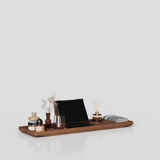Low-Polygon Wooden Desktop Organizer 3D model